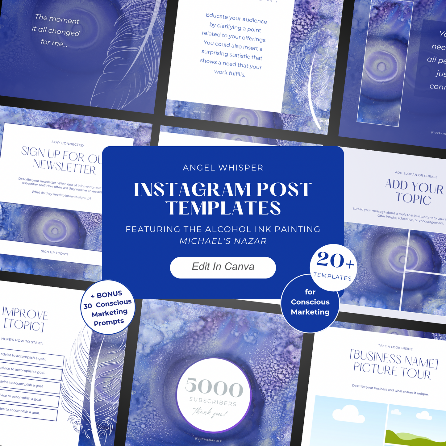 Angel Whisper Conscious Instagram Post Templates - Blue 001 - Michael's Nazar