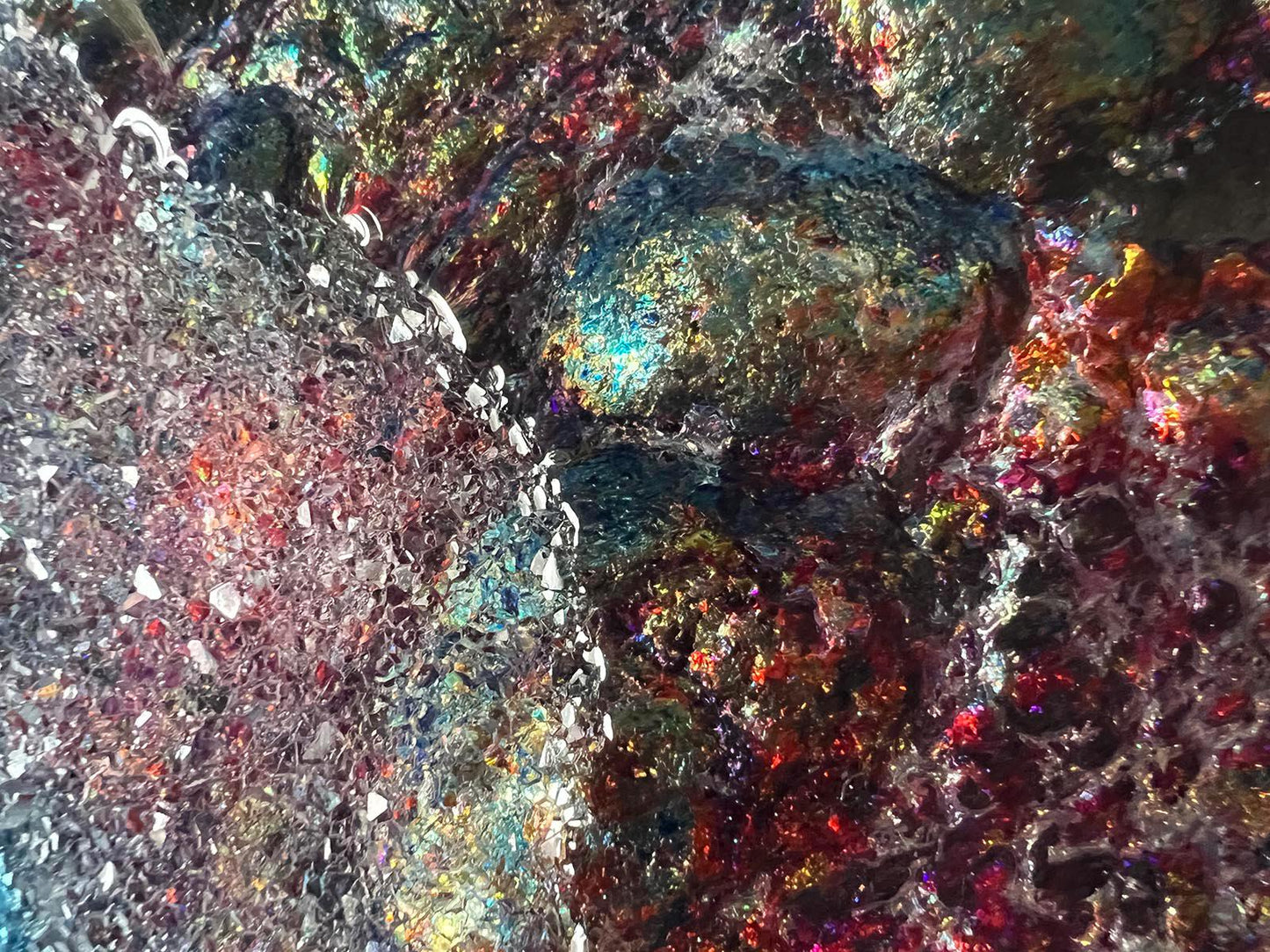 Iridescent Resin Heart – Dichroic Film Handmade Wall Art