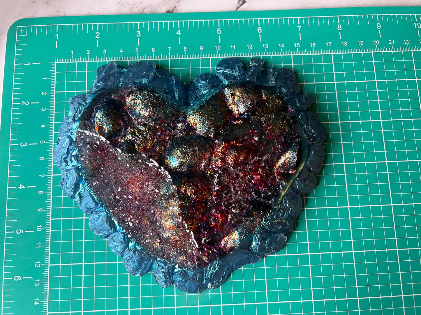 Iridescent Resin Heart – Dichroic Film Handmade Wall Art